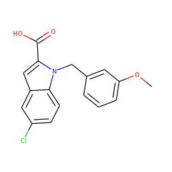 COc1cccc(Cn2c(C(=O)O)cc3cc(Cl)ccc32)c1 ZINC000013588859