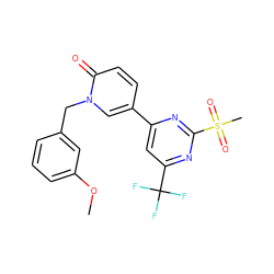 COc1cccc(Cn2cc(-c3cc(C(F)(F)F)nc(S(C)(=O)=O)n3)ccc2=O)c1 ZINC001772570835