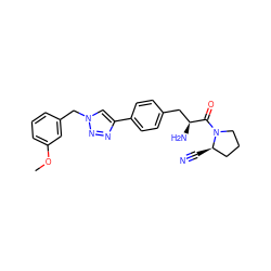 COc1cccc(Cn2cc(-c3ccc(C[C@H](N)C(=O)N4CCC[C@H]4C#N)cc3)nn2)c1 ZINC000096283308