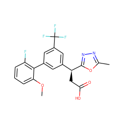 COc1cccc(F)c1-c1cc([C@H](CC(=O)O)c2nnc(C)o2)cc(C(F)(F)F)c1 ZINC000219465620