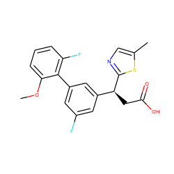 COc1cccc(F)c1-c1cc(F)cc([C@H](CC(=O)O)c2ncc(C)s2)c1 ZINC001772650021