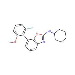 COc1cccc(F)c1-c1cccc2nc(NC3CCCCC3)oc12 ZINC000169326139