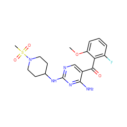 COc1cccc(F)c1C(=O)c1cnc(NC2CCN(S(C)(=O)=O)CC2)nc1N ZINC000014950272