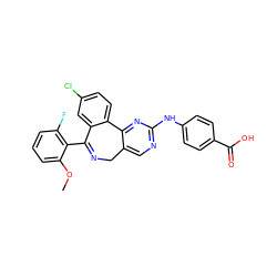 COc1cccc(F)c1C1=NCc2cnc(Nc3ccc(C(=O)O)cc3)nc2-c2ccc(Cl)cc21 ZINC000138175917