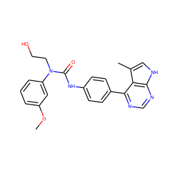 COc1cccc(N(CCO)C(=O)Nc2ccc(-c3ncnc4[nH]cc(C)c34)cc2)c1 ZINC000299866834