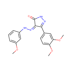 COc1cccc(N/N=C2\C(=O)NN=C2c2ccc(OC)c(OC)c2)c1 ZINC000049113510