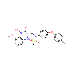 COc1cccc(N[C@@H](CN(c2ccc(Oc3ccc(C)cc3)cc2)S(C)(=O)=O)C(=O)NO)c1 ZINC000029039805