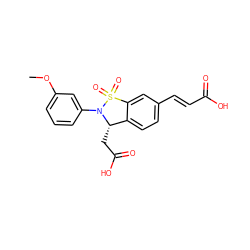 COc1cccc(N2[C@@H](CC(=O)O)c3ccc(/C=C/C(=O)O)cc3S2(=O)=O)c1 ZINC000012478522