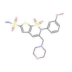 COc1cccc(N2C(CN3CCOCC3)=Cc3cc(S(N)(=O)=O)sc3S2(=O)=O)c1 ZINC000012503776