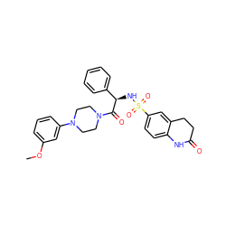 COc1cccc(N2CCN(C(=O)[C@H](NS(=O)(=O)c3ccc4c(c3)CCC(=O)N4)c3ccccc3)CC2)c1 ZINC000101468130