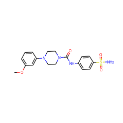 COc1cccc(N2CCN(C(=O)Nc3ccc(S(N)(=O)=O)cc3)CC2)c1 ZINC000052658653