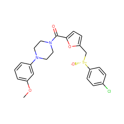 COc1cccc(N2CCN(C(=O)c3ccc(C[S@@+]([O-])c4ccc(Cl)cc4)o3)CC2)c1 ZINC000009117879
