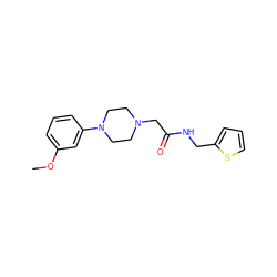 COc1cccc(N2CCN(CC(=O)NCc3cccs3)CC2)c1 ZINC000059727190