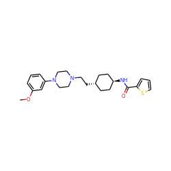 COc1cccc(N2CCN(CC[C@H]3CC[C@H](NC(=O)c4cccs4)CC3)CC2)c1 ZINC000253861600