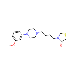 COc1cccc(N2CCN(CCCCN3CSCC3=O)CC2)c1 ZINC000013759348