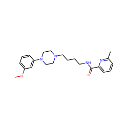 COc1cccc(N2CCN(CCCCNC(=O)c3cccc(C)n3)CC2)c1 ZINC000166553150