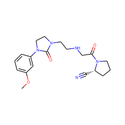 COc1cccc(N2CCN(CCNCC(=O)N3CCC[C@@H]3C#N)C2=O)c1 ZINC000043076281