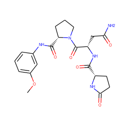 COc1cccc(NC(=O)[C@@H]2CCCN2C(=O)[C@H](CC(N)=O)NC(=O)[C@@H]2CCC(=O)N2)c1 ZINC000034354459