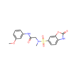 COc1cccc(NC(=O)CN(C)S(=O)(=O)c2ccc3[nH]c(=O)oc3c2)c1 ZINC000009688666