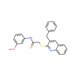 COc1cccc(NC(=O)CSc2nc3ccccc3cc2Cc2ccccc2)c1 ZINC000004848624