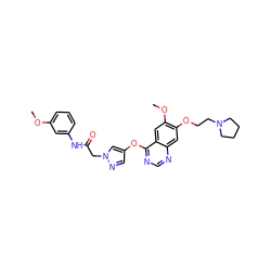 COc1cccc(NC(=O)Cn2cc(Oc3ncnc4cc(OCCN5CCCC5)c(OC)cc34)cn2)c1 ZINC000073224042