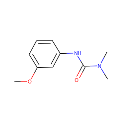 COc1cccc(NC(=O)N(C)C)c1 ZINC000000129841