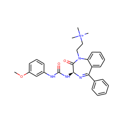 COc1cccc(NC(=O)N[C@@H]2N=C(c3ccccc3)c3ccccc3N(CC[N+](C)(C)C)C2=O)c1 ZINC000013732714