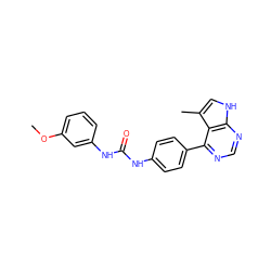 COc1cccc(NC(=O)Nc2ccc(-c3ncnc4[nH]cc(C)c34)cc2)c1 ZINC000142534143