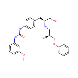 COc1cccc(NC(=O)Nc2ccc(C[C@@H](CO)NC[C@H](O)COc3ccccc3)cc2)c1 ZINC000003972824