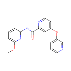 COc1cccc(NC(=O)c2cc(Oc3cccnc3)ccn2)n1 ZINC000167485739