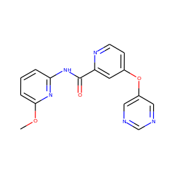 COc1cccc(NC(=O)c2cc(Oc3cncnc3)ccn2)n1 ZINC000167363645