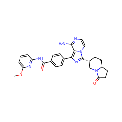 COc1cccc(NC(=O)c2ccc(-c3nc([C@@H]4CC[C@H]5CCC(=O)N5C4)n4ccnc(N)c34)cc2)n1 ZINC000145381893