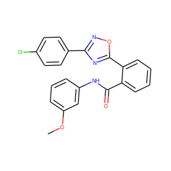 COc1cccc(NC(=O)c2ccccc2-c2nc(-c3ccc(Cl)cc3)no2)c1 ZINC000002216662