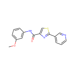 COc1cccc(NC(=O)c2csc(-c3cccnc3)n2)c1 ZINC000029047588