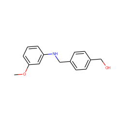 COc1cccc(NCc2ccc(CO)cc2)c1 ZINC000133023497