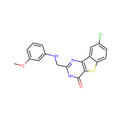 COc1cccc(NCc2nc3c(sc4ccc(Cl)cc43)c(=O)[nH]2)c1 ZINC000045285567