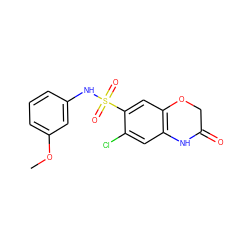 COc1cccc(NS(=O)(=O)c2cc3c(cc2Cl)NC(=O)CO3)c1 ZINC000006919503