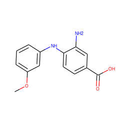 COc1cccc(Nc2ccc(C(=O)O)cc2N)c1 ZINC000000266543