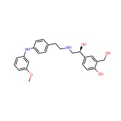 COc1cccc(Nc2ccc(CCNC[C@@H](O)c3ccc(O)c(CO)c3)cc2)c1 ZINC000169351234