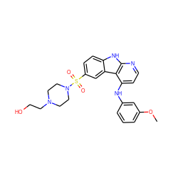 COc1cccc(Nc2ccnc3[nH]c4ccc(S(=O)(=O)N5CCN(CCO)CC5)cc4c23)c1 ZINC000103297572