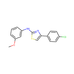 COc1cccc(Nc2nc(-c3ccc(Cl)cc3)cs2)c1 ZINC000000060439