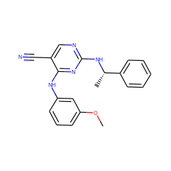 COc1cccc(Nc2nc(N[C@@H](C)c3ccccc3)ncc2C#N)c1 ZINC000040916397