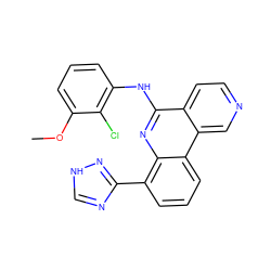 COc1cccc(Nc2nc3c(-c4nc[nH]n4)cccc3c3cnccc23)c1Cl ZINC000073170181