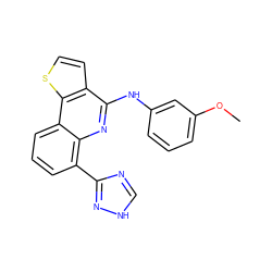 COc1cccc(Nc2nc3c(-c4nc[nH]n4)cccc3c3sccc23)c1 ZINC000084596796