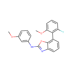 COc1cccc(Nc2nc3cccc(-c4c(F)cccc4OC)c3o2)c1 ZINC000169326129