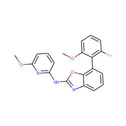 COc1cccc(Nc2nc3cccc(-c4c(F)cccc4OC)c3o2)n1 ZINC000169326145