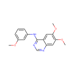 COc1cccc(Nc2ncnc3cc(OC)c(OC)cc23)c1 ZINC000000116945