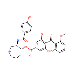 COc1cccc(O)c1C(=O)c1c(O)cc(C(=O)O[C@@H]2CCCNC[C@H]2NC(=O)c2ccc(O)cc2)cc1O ZINC000014944145