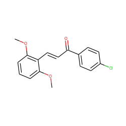 COc1cccc(OC)c1/C=C/C(=O)c1ccc(Cl)cc1 ZINC000103215879