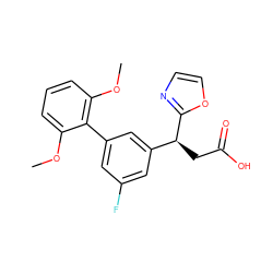 COc1cccc(OC)c1-c1cc(F)cc([C@H](CC(=O)O)c2ncco2)c1 ZINC001772606952